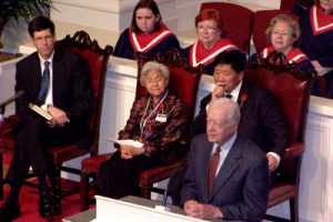 The former president Jimmy Carter has delivered the opening address for the China Bible Ministry Exhibition in the Sanctuary of the Second-Ponce De Leon Baptist Church. (Photo: The Christian Post) <br/>