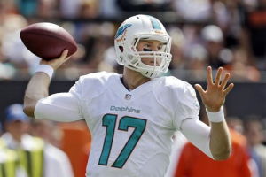 If the Dolphins' quarterback can stay on his feet this week, the Dolphins may have a shot. <br/>AP