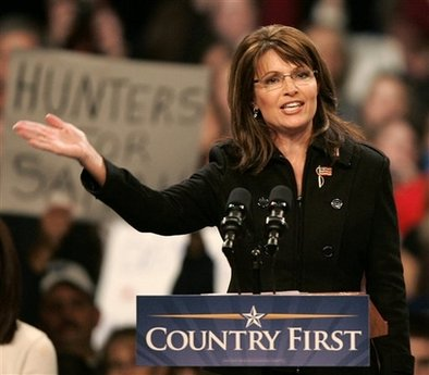 Reublican vice presidential candidate Alaska Gov. Sarah Palin speaks during a campaign stop in Johnstown, Pa., Saturday, Oct. 11, 2008. <br/>(Photo: AP/Keith Srakocic)