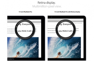 Comparison of MacBook Pro displays with and without Retina HD <br/>