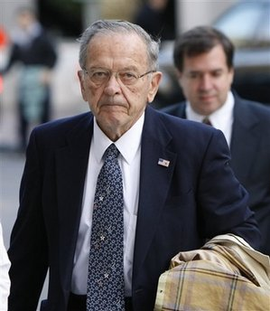 Sen. Ted Stevens, R-Alaska, arrives at Federal Court in Washington, Monday, Oct. 27, 2008, for the day's proceedings at his trial. <br/>(Photo: AP Images / Gerald Herbert)