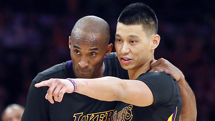 Los Angeles Lakers Kobe Bryant and Jeremy Lin