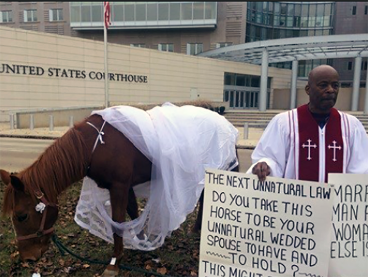 Pastor James protesting Mississippi Gay Marriage