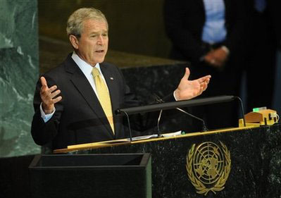 President George W. Bush addresses the Culture of Peace meeting of the United Nations General Assembly at UN headquarters in New York, Thursday Nov. 13, 2008. <br/>(Photo: AP Images / Henny Ray Abrams)