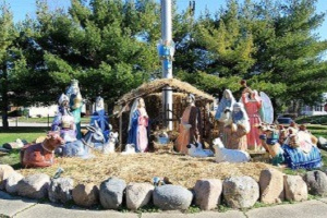 The controversial Nativity scene nearby the Franklin Country courthouse. <br/>