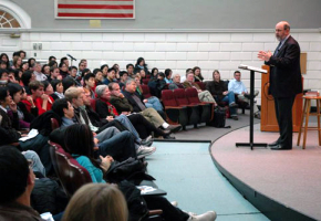 Anglican Bishop N.T. Wright speaks at Harvard University during a Nov. 18-20,2008 outreach event, sponsored by InterVarsity Christian Fellowship. <br/>(Photo: InterVarsity)