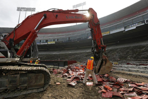 The demolition of Candlestick Park began on Feb. 4, 2015. (Photo: 49ers.com) <br/>