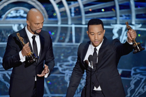 Common (L) and singer John Legend (R) accept the Oscar for Best Original Song. ABC/A.M.P.A.S. <br/>