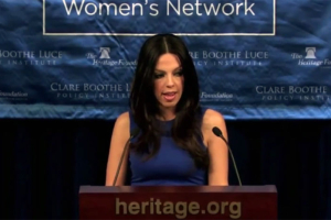 Iranian-American journalist Lisa Daftari addresses an audience at the Conservative Women's Network at the Heritage Foundation on Feb. 20, 2015. (Youtube Screengrab/Lisa Daftari) <br/>
