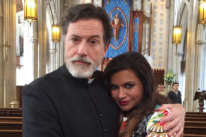 Stephen Colbert and Mindy Kaling as shown off in a tweet from Kaling teasing Colbert's role on her show. Photo: Mindy Kaling <br/>