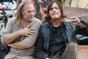 The Director and one of the stars of the Walking Dead Season 5 Finale. Photo: AMC <br/>